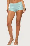 Edikted Atile Textured Knit Micro Shorts In Blue