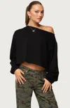 Edikted Aveline Off Shoulder Light Sweatshirt In Black