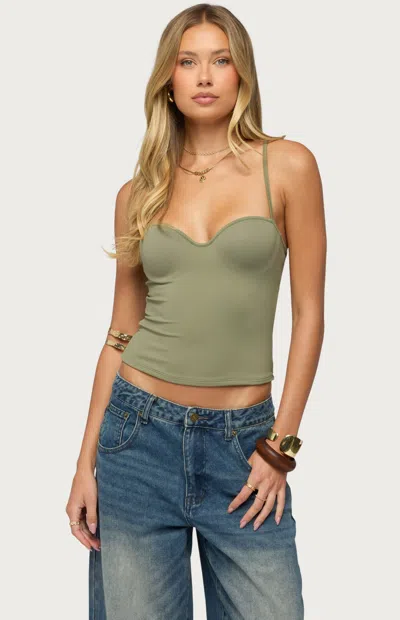Edikted Women's Aven Built In Bra Tank Top In Olive In Green