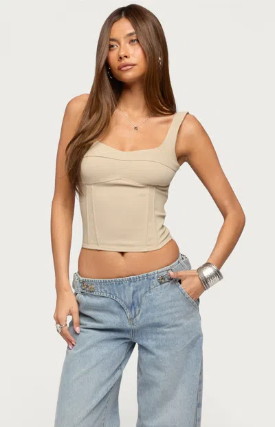 Edikted Women's Awnya Structured Corset In Beige In Nude