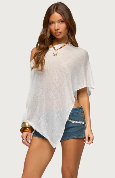 Edikted Azalia One-shoulder Semisheer Poncho In White