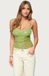 Edikted Azelia Beaded Sheer Chiffon Top In Green
