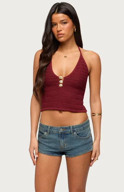 Edikted Backless Coastal Charm Neck Top In Brown