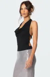 Edikted Cowl Neck Open Back Bodysuit In Black