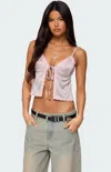 Edikted Backless Satin Effect Polka Dot Top In Pink