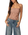 Edikted Ballet Floral Lace Crop Tube Top In Brown