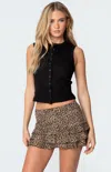 Edikted Basel Front Button Rib Crop Top In Black