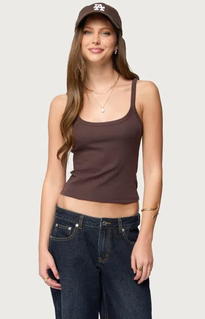EDIKTED WOMEN'S BASIC BABE TANK TOP IN BROWN
