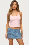 Edikted Basic Babe Stretch Cotton Crop Camisole In Pink