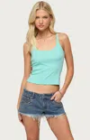 Edikted Basic Babe Stretch Cotton Crop Camisole In Blue