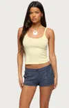 Edikted Basic Babe Stretch Cotton Crop Camisole In Yellow