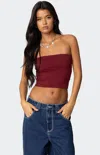 Edikted Basic Crop Tube Top In Burgundy