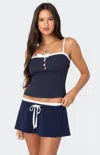 Edikted Baxter Rib Button Front Stretch Camisole In Blue