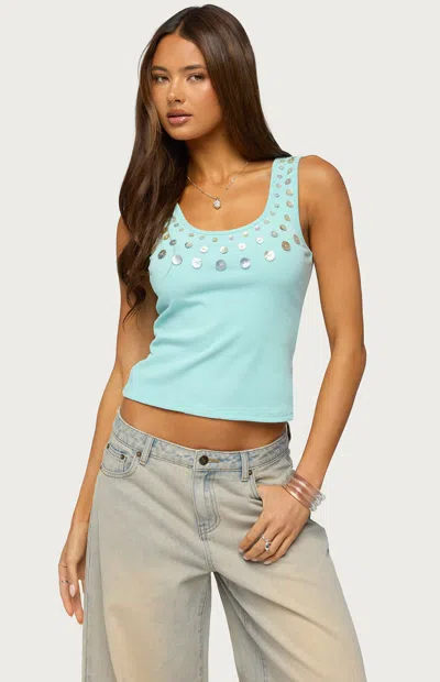 Edikted Women's Beach Babe Scoop Tank Top In Turquoise In Blue