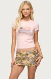 Edikted Beach Babe Sequin T-shirt In Pink
