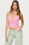 Edikted Beaded Deep Cowl Neck Backless Top In Pink
