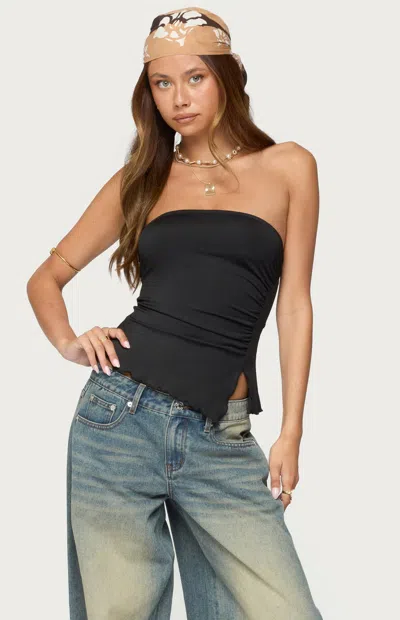 Edikted Belinda Asymmetric Tube Top In Black