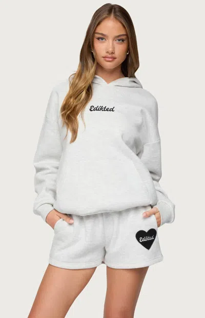 Edikted Big Love Embroidered Hoodie In White