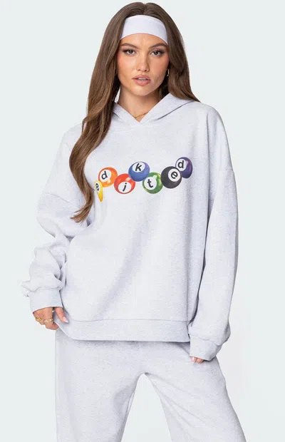 Edikted Billiard Oversize Hoodie In Gray-melange