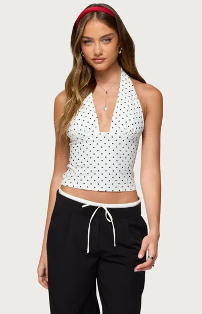 Edikted Blaire Polka Dot Halter Top In White