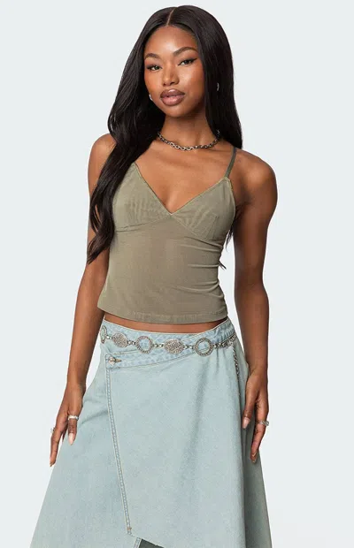 Edikted Blake Mesh Camisole In Green