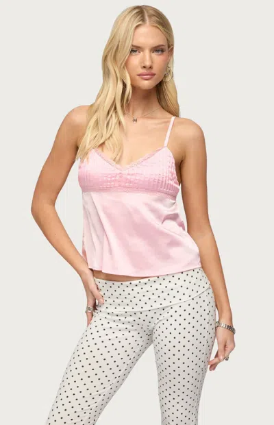 Edikted Blanca Lace Trim Satin Camisole In Multi