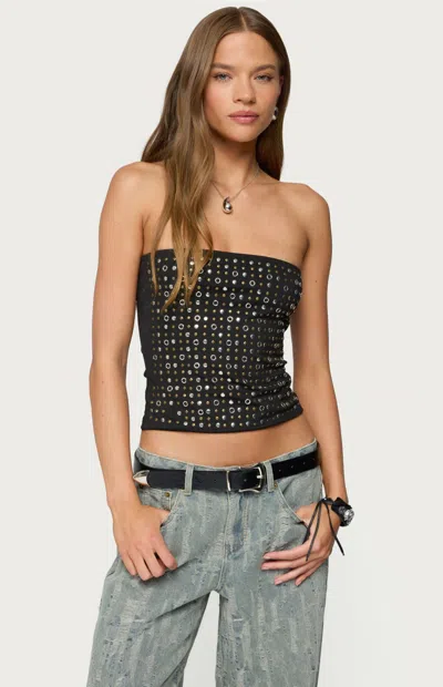 Edikted Blanco Studded Grommet Tube Top In Black