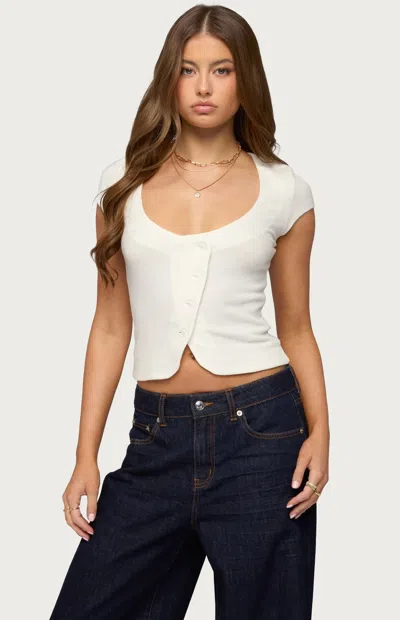 Edikted Women's Blaunca Asymmetric Knit Top In Cream In White
