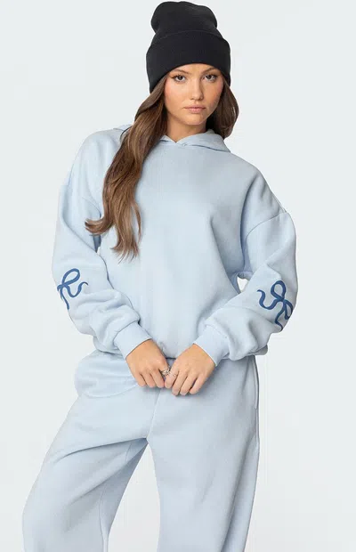 Edikted Bonney Bow Oversize Hoodie In Blue