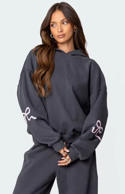 Edikted Bonney Bow Oversize Hoodie In Dark Gray