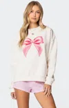 Edikted Bow Graphic Sweatshirt In White