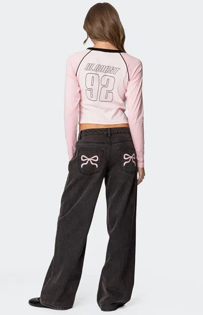 Edikted Women's Bow Pocket Relaxed Jeans In Washed Black