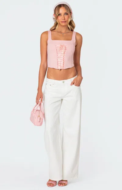 Edikted Women's Bow Pocket Relaxed Jeans In White