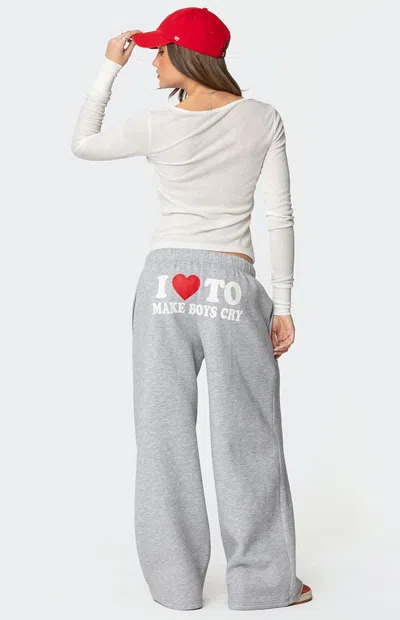 Edikted Women's Boys Cry Wide Leg Sweatpants In Heather Grey In Gray