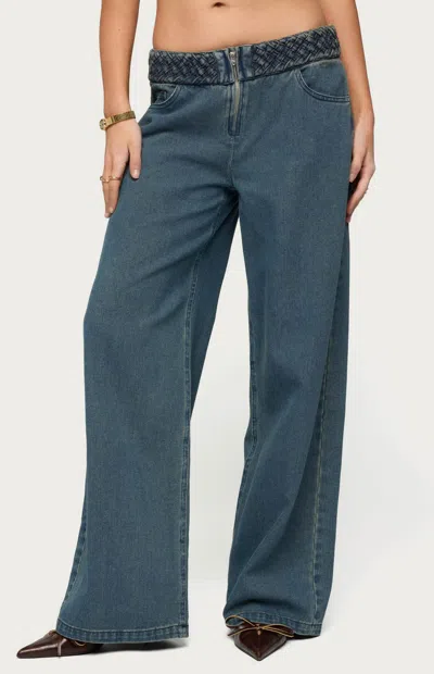 Edikted Women's Braidey Low Rise Baggy Jeans In Denim Blue