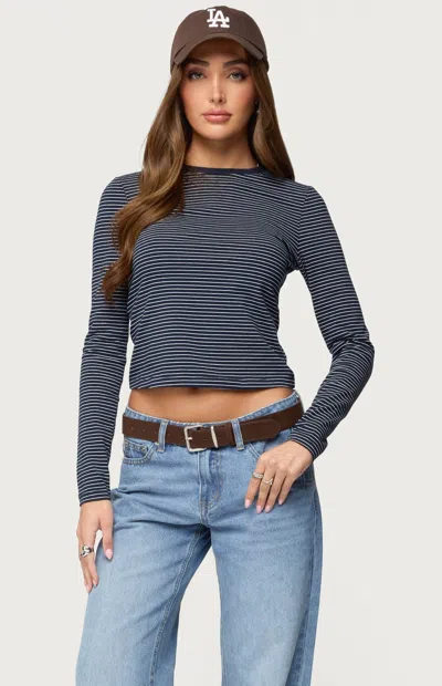 Edikted Brianna Striped Long Sleeve T Shirt In Multi