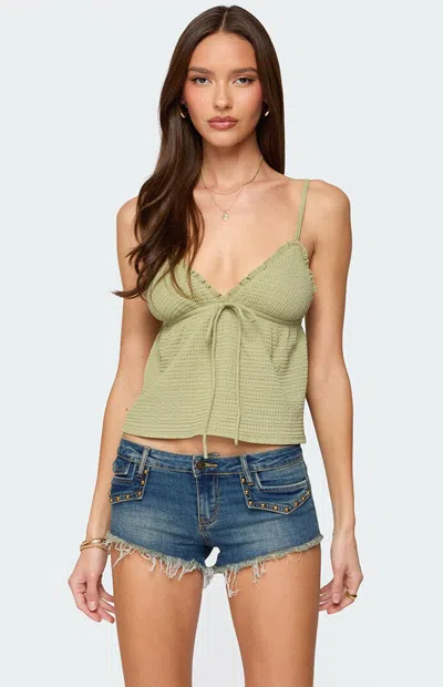 Edikted Brianne Textured Babydoll Camisole In Green