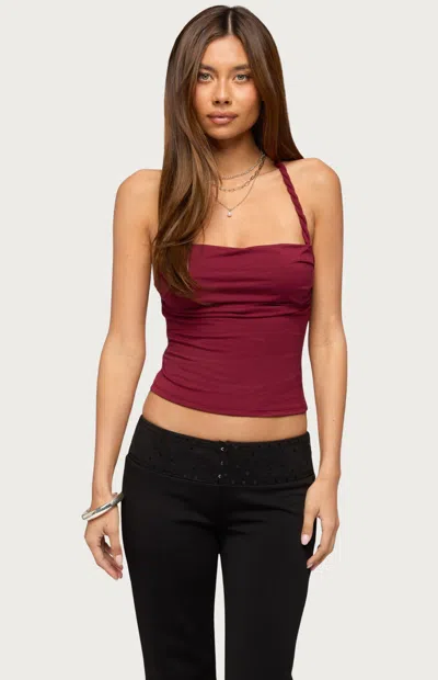 Edikted Cailinne Braided Twist Top In Burgundy