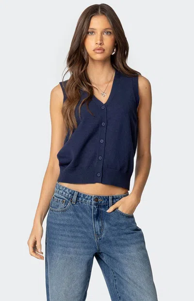 Edikted Cam Knit Vest In Navy