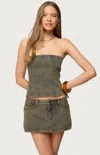 Edikted Camelia Strapless Denim Top In Green