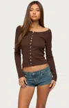 Edikted Button Front Knit Top In Multi