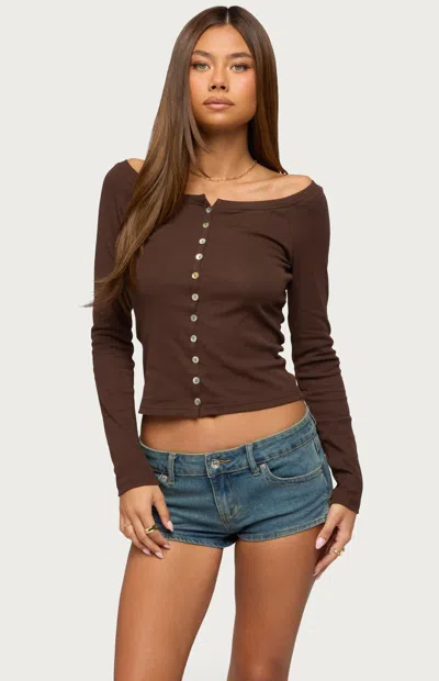 Edikted Button Front Knit Top In Multi