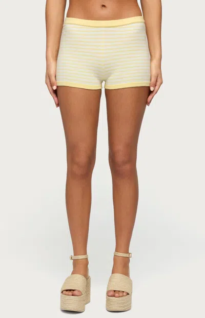 Edikted Women's Camil Striped Knit Shorts In Yellow/white In Multi