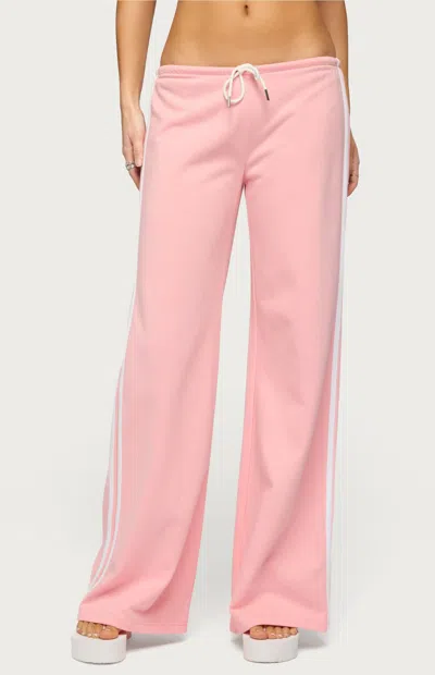 Edikted Cammile Contrast Stripe Sweatpants In Pink