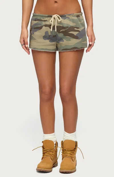 Edikted Women's Camo Girl Shorts In Olive In Green