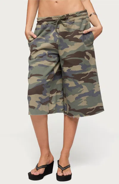 Edikted Women's Camo Rush Oversized Bermuda Shorts In Olive In Green