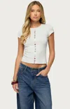Edikted Cary Mixed Button Up T-shirt In Heather Gray