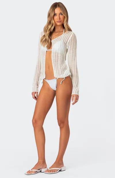 Edikted Women's Cayla Sheer Knit Cardigan In Cream In White