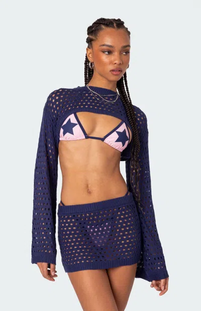 Edikted Women's Celena Crochet Shrug Top In Blue