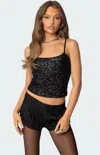 Edikted Celene Sequin Camisole In Black